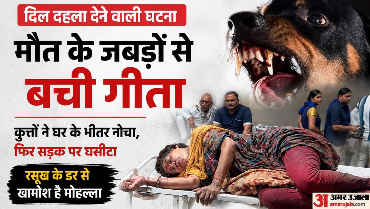 Kanpur Three ferocious dogs kept at home of Congress leader brother mauled woman and dragged her onto street