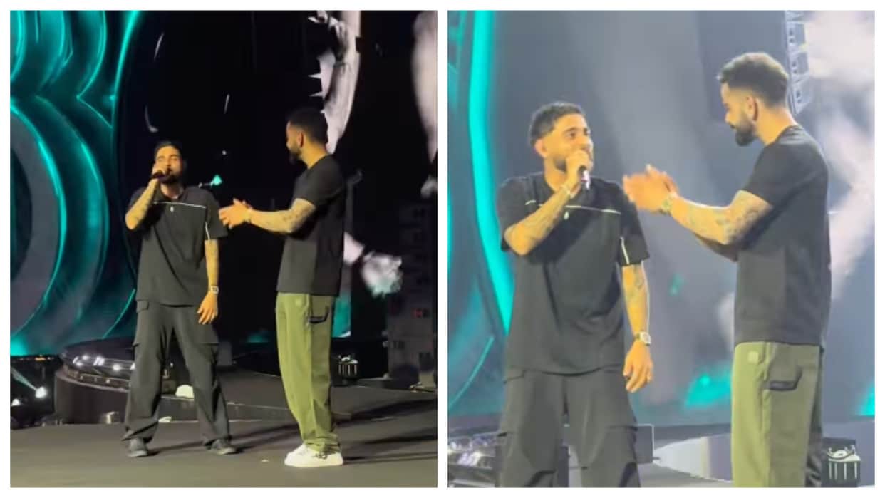 Virat Kohli grooves to Karan Aujla Winning Speech at grand Delhi event see viral video