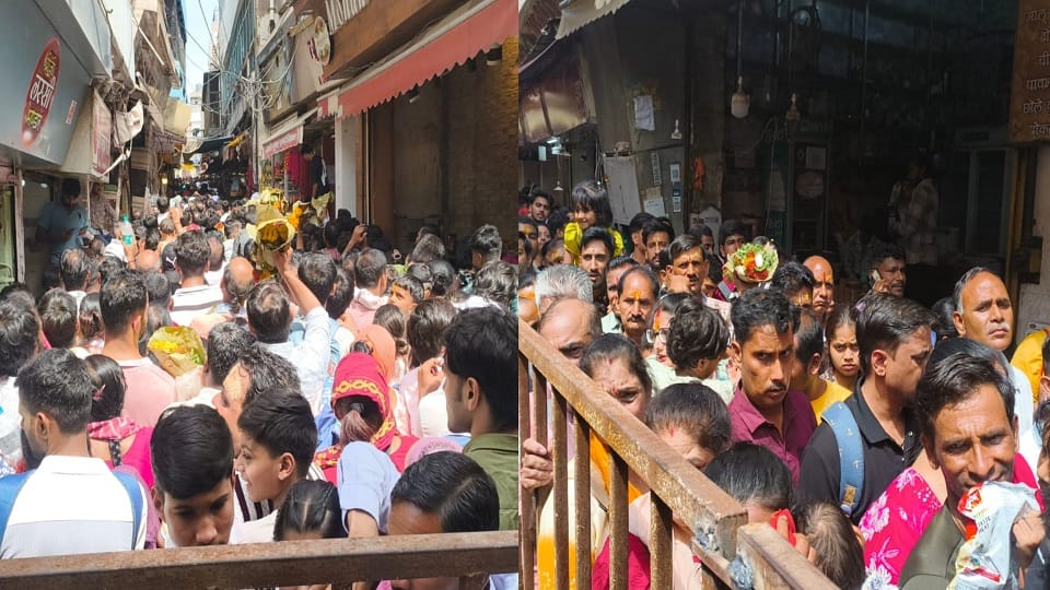 Sisters arrived at Banke Bihari Temple to tie Rakhis to Thakurji on Raksha Bandhan in vrindavan