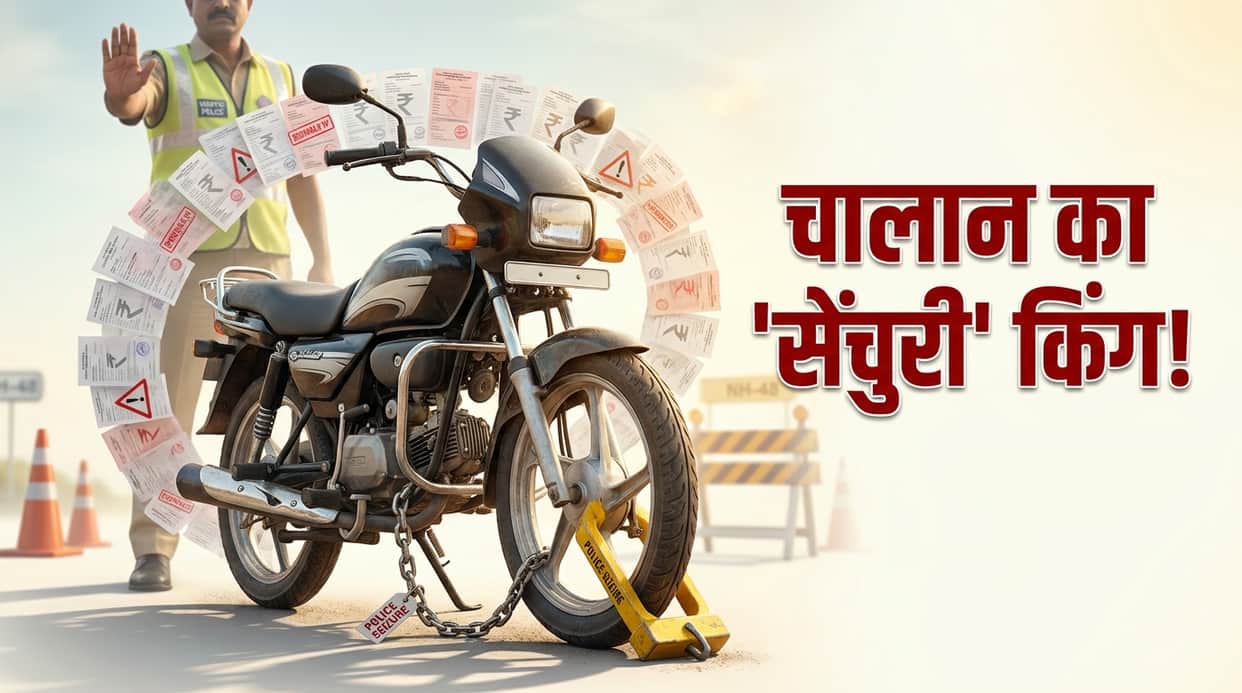 Gurugram Traffic Police Impound Motorcycle with 107 Pending Challans and Rs 2.36 Lakh Fine on NH-48