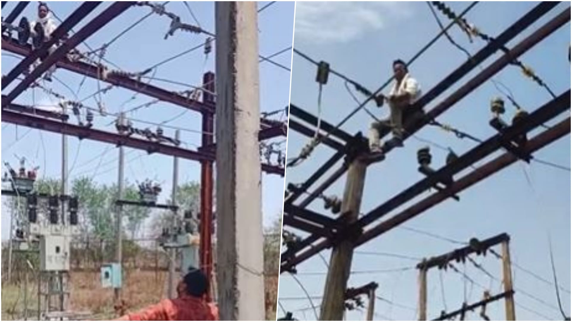 नौकरी के लिए हाईटेंशन लाइन पर चढ़ा आउटसोर्स कर्मचारी