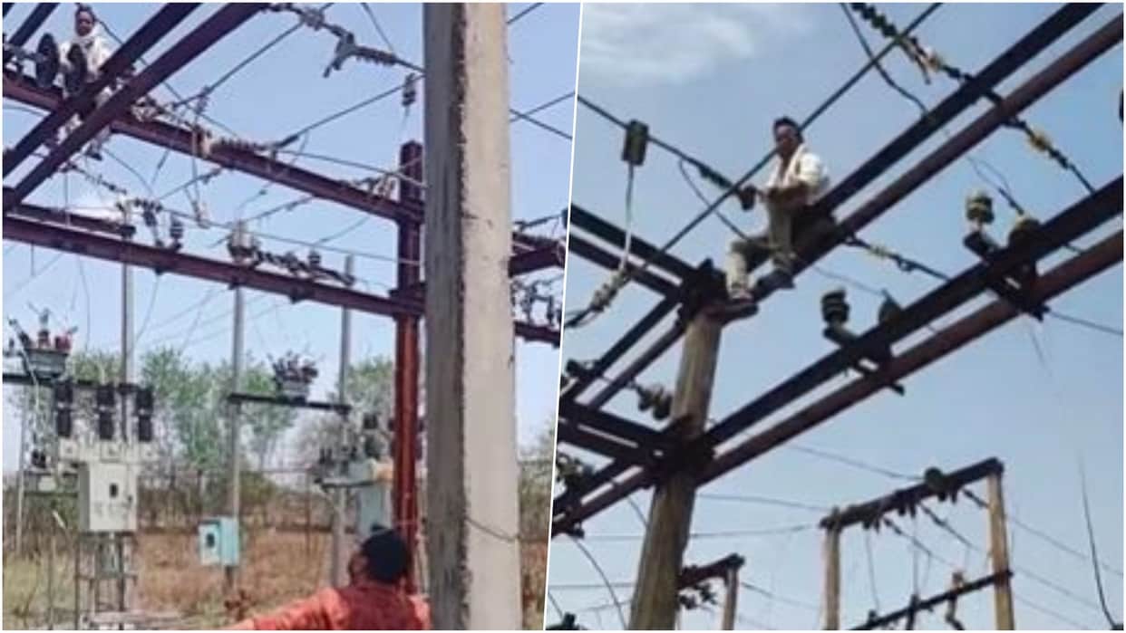 Satna News: Outsourced Worker Climbs High-Tension Structure, Threatens Extreme Step Over Job Loss