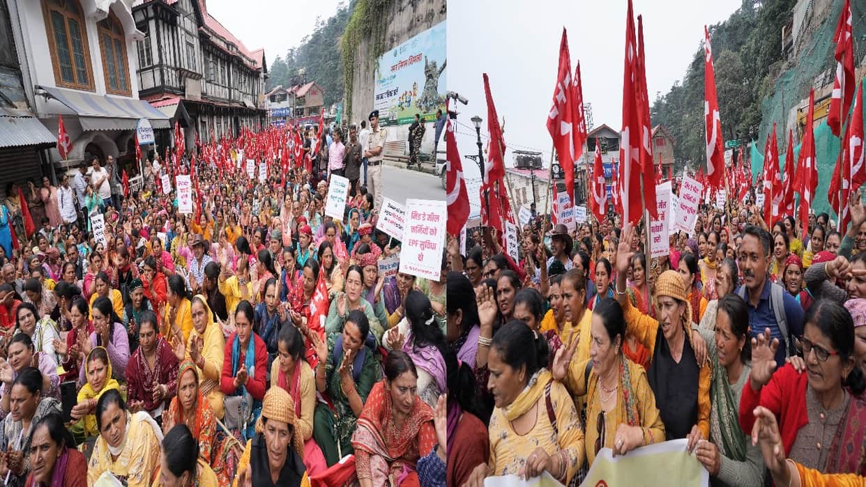 Mid day meal workers raise their voices in Shimla; demand payment of the ₹7,000 honorarium throughout the year