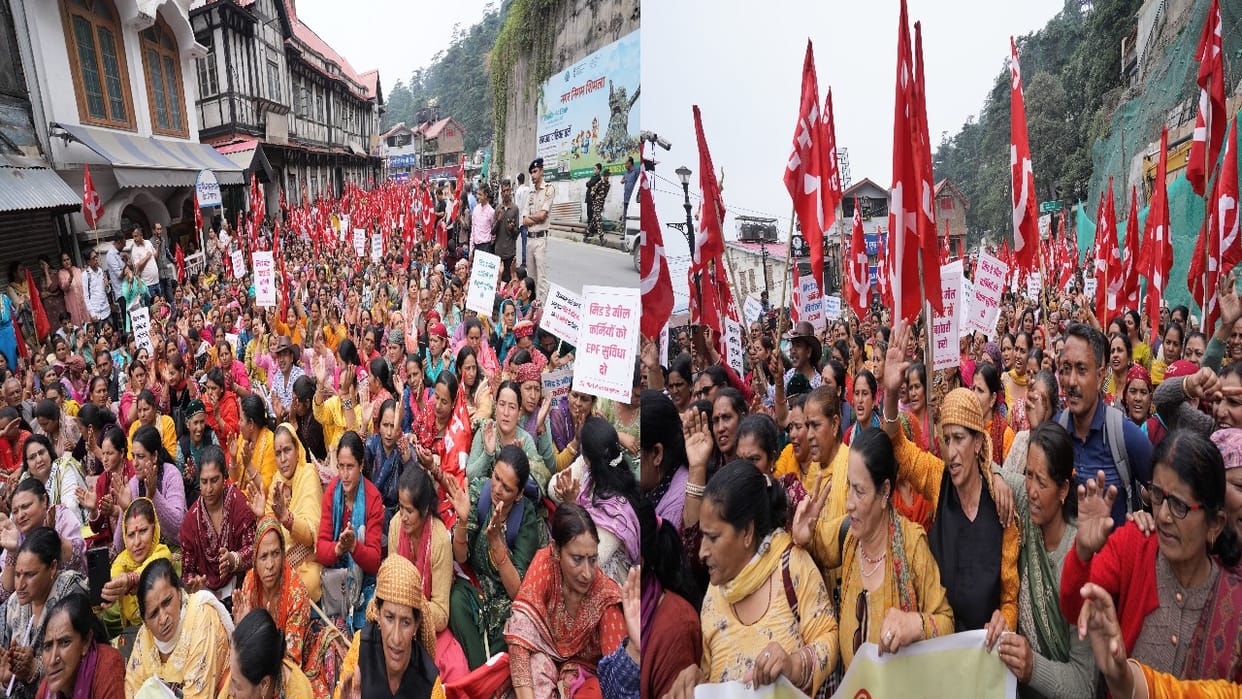 Mid day meal workers raise their voices in Shimla; demand payment of the ₹7,000 honorarium throughout the year