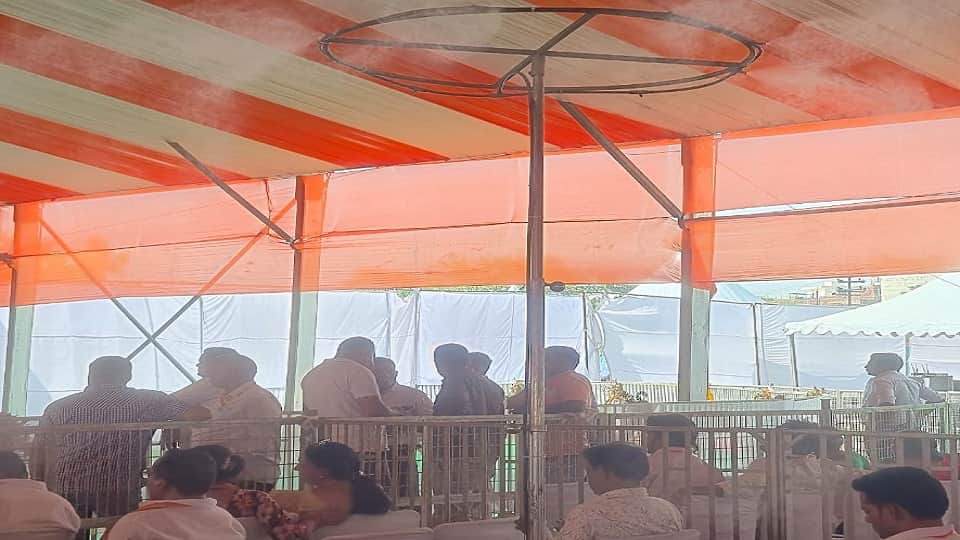 Sprinklers installed at CM Yogi Jan Sabha venue