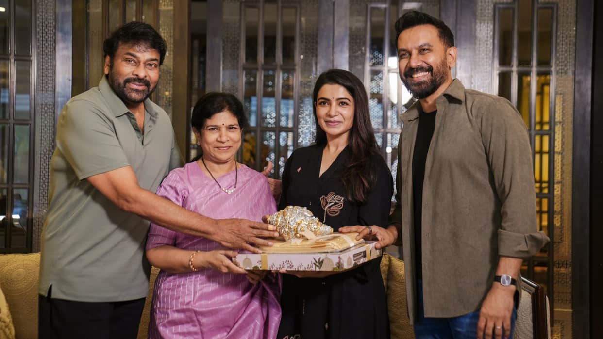 Chiranjeevi meets Samantha Raj Nidimoru amid Maa Inti Bangaaram success gives gifts