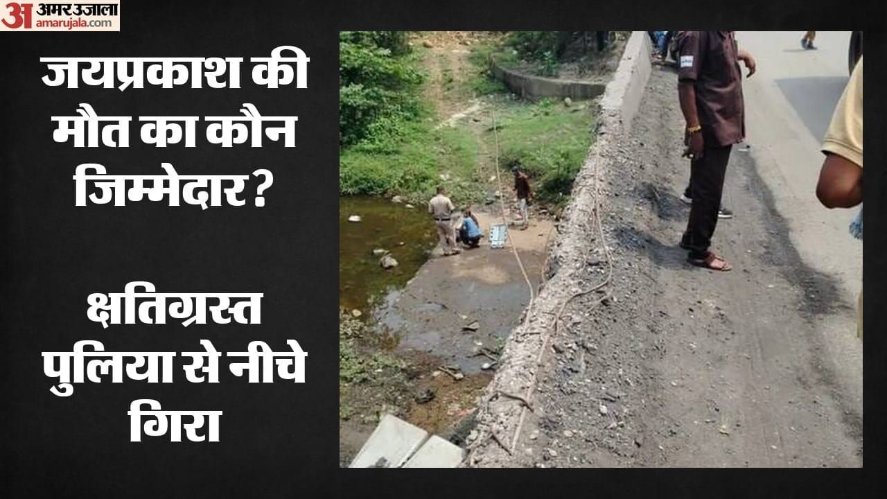तेज रफ्तार बाइक सवार पुल से नीचे गिरा