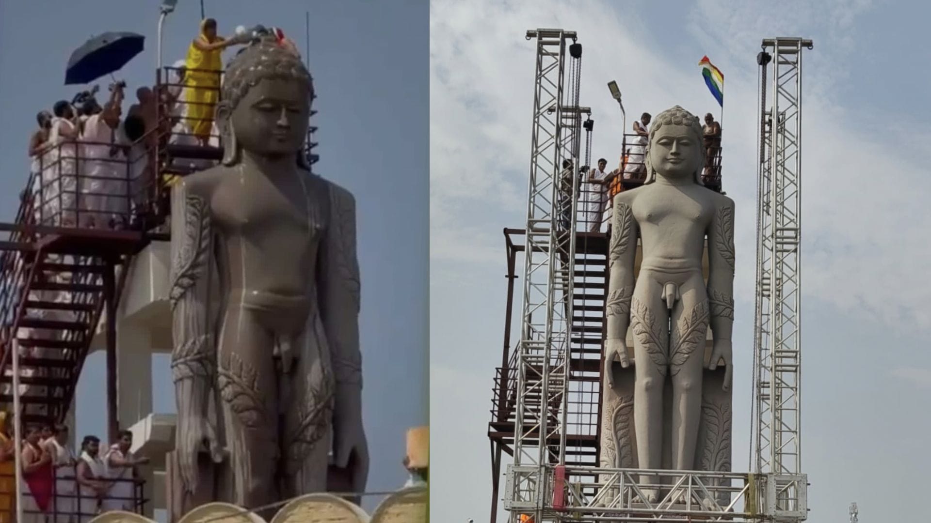 31 फीट ऊंची बाहुबली प्रतिमा का हुआ पहला महामस्तकाभिषेक