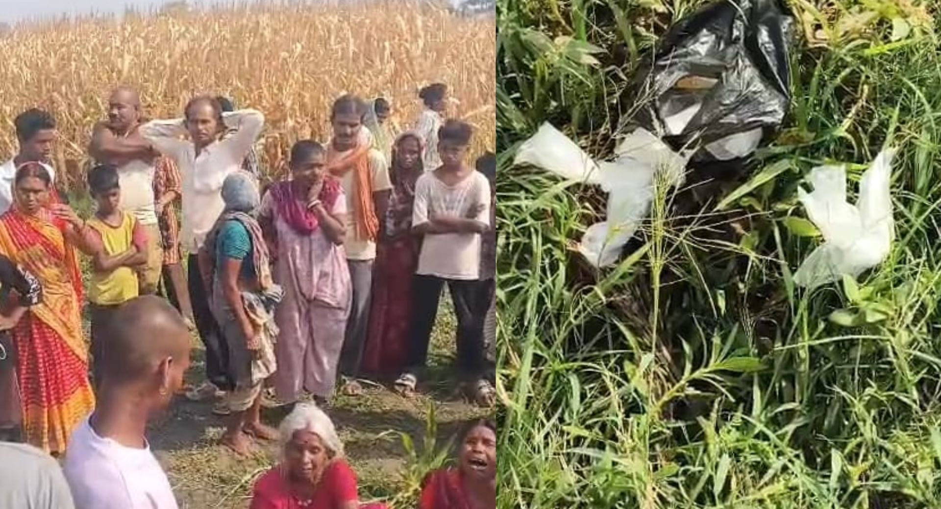 शराब के खाली रैपर और पाउच मौके पर मिले