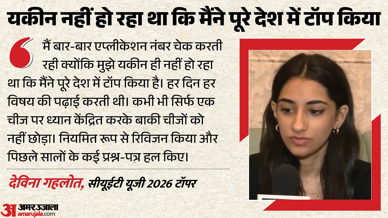 CUET UG 2026 Topper Devina Gahlot Scores 100 Percentile in 4 Subjects, Secures AIR 1; Read her success story