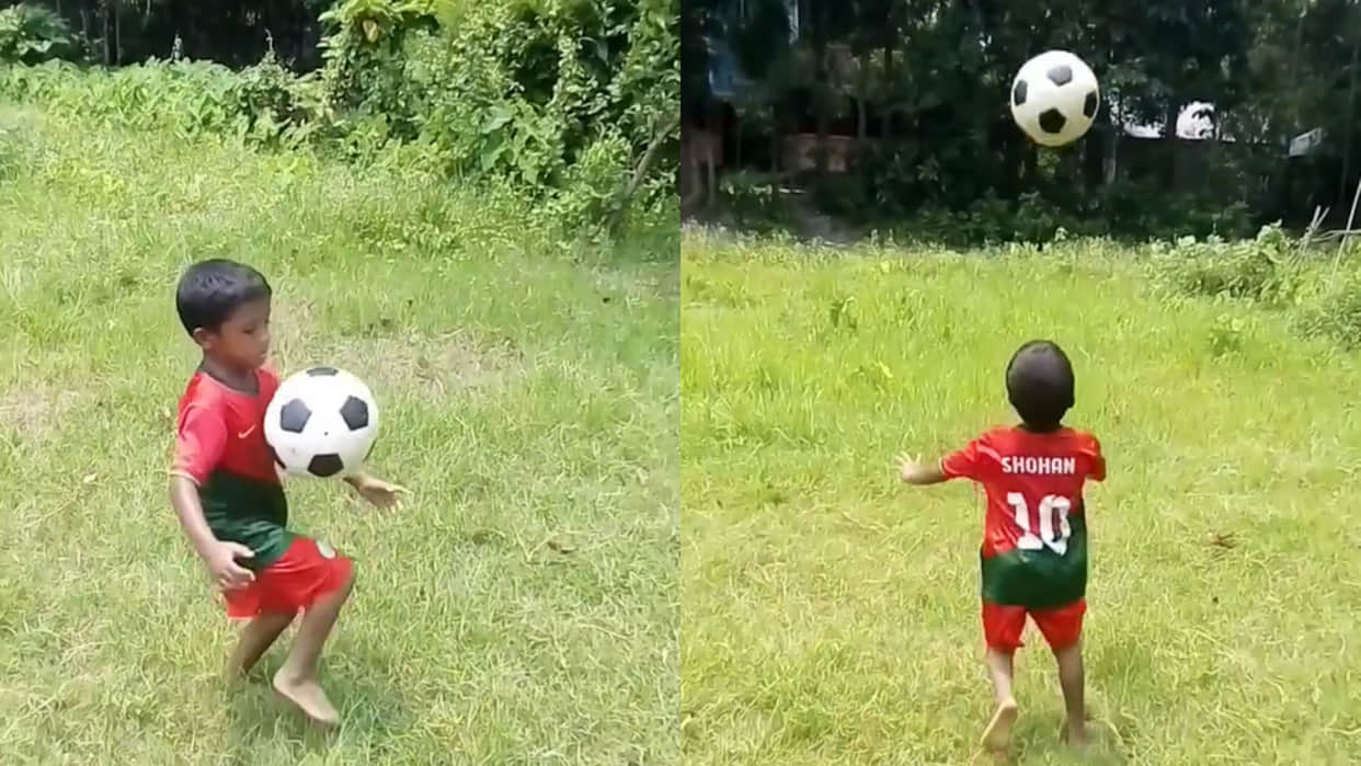 Child performing amazing tricks with a football social media people said chhota ronaldo viral video