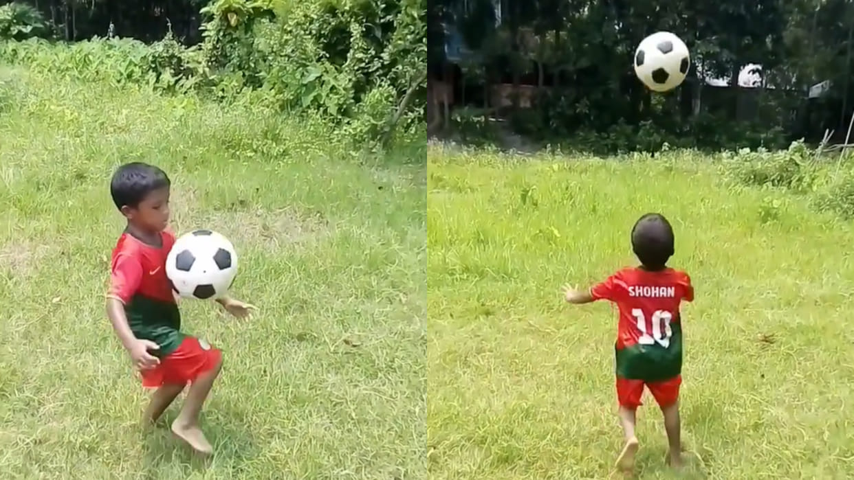 Child performing amazing tricks with a football social media people said chhota ronaldo viral video