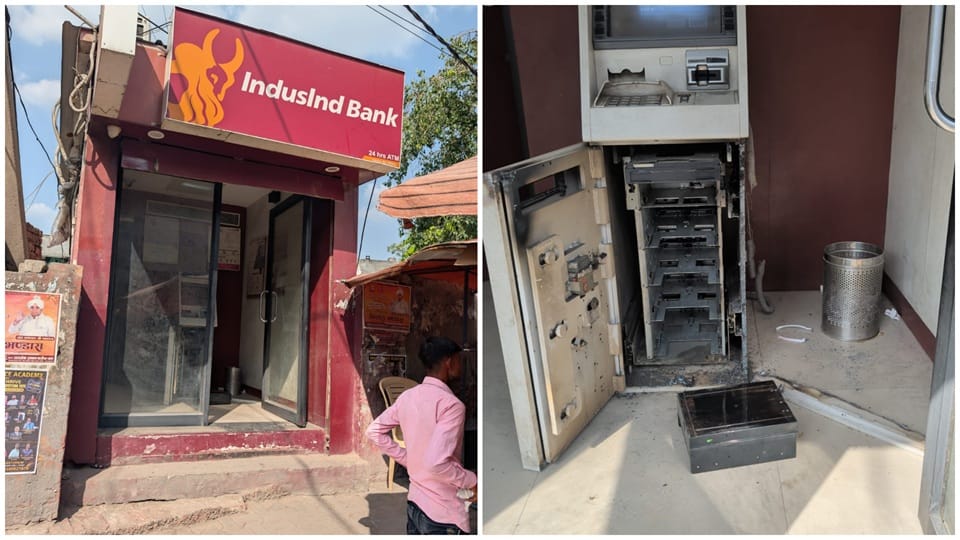 Miscreants cut open an ATM with a gas cutter and made off with rupees 20 lakh in Sonipat.