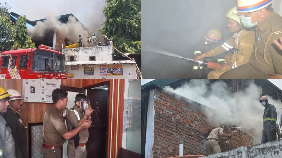 Massive fire breaks out at shoe factory in Agra
