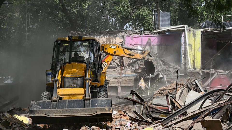Delhi Development Authority (DDA) carried out demolition drive in Yamuna Bazar area near Nigam Bodh Ghat