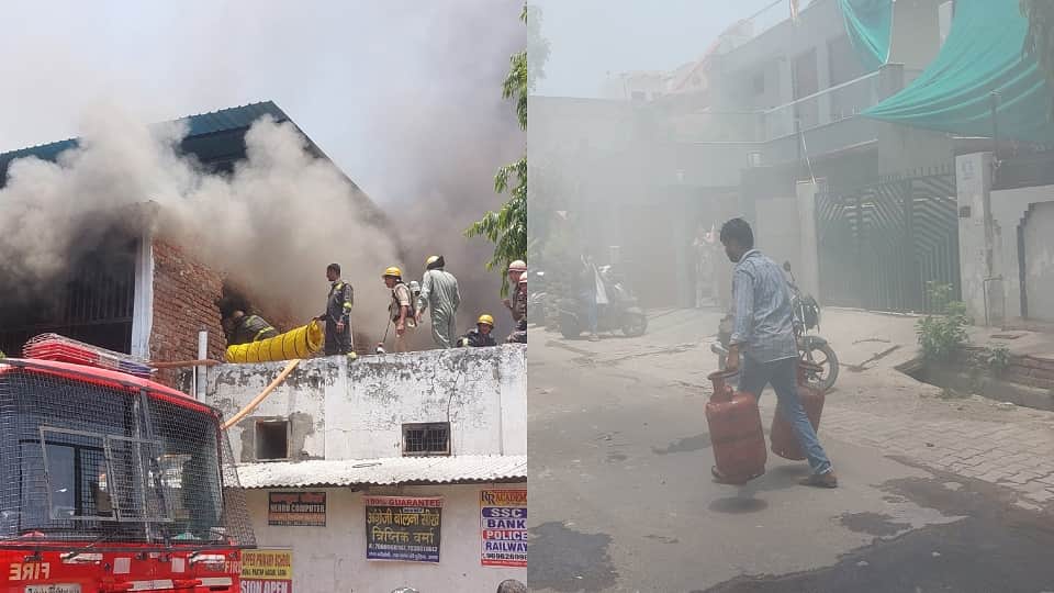 Massive fire breaks out at shoe factory in Agra