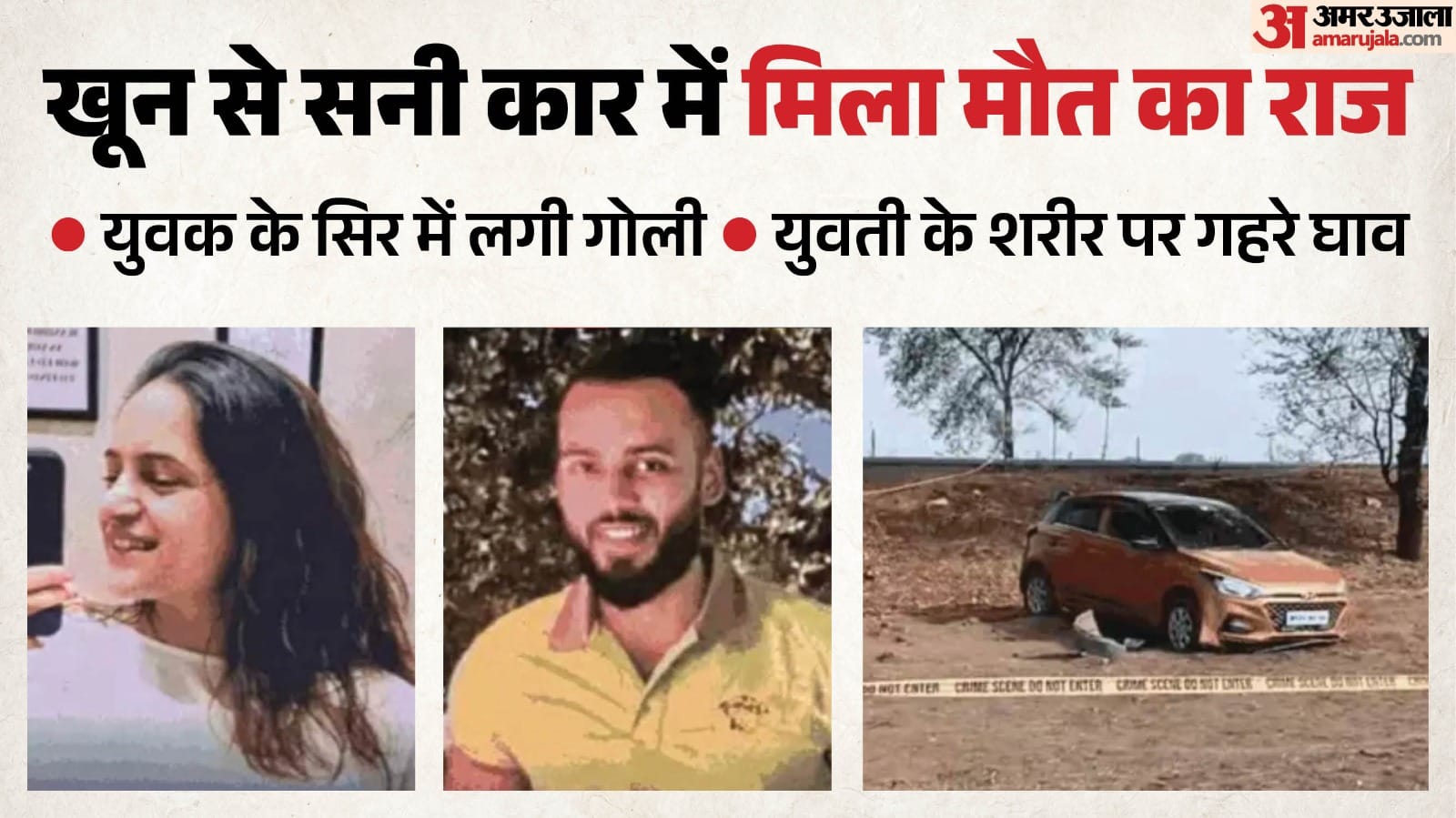 कार में मिला युगल का शव, हत्या और आत्महत्या के एंगल से जांच जारी।