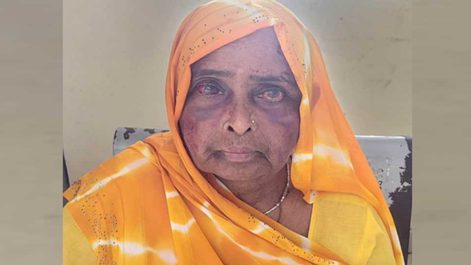 Drunken soldier son beats mother; elderly woman pleads for action