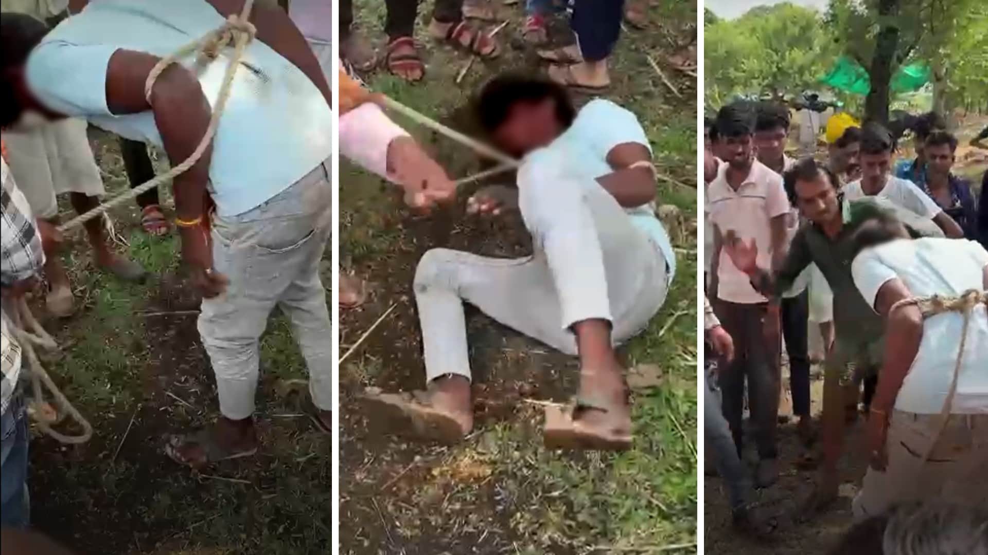 राजगढ़ में चोरी के शक में युवक को बांधकर पीटा गया।