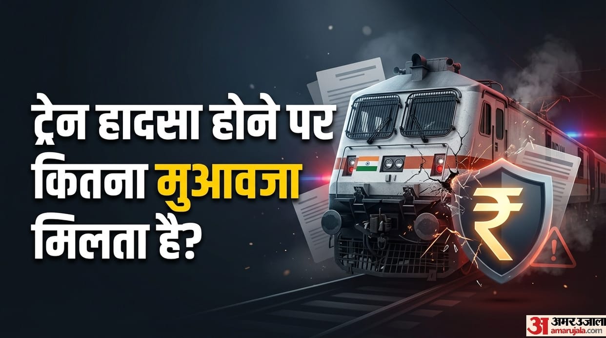 How much compensation does the Railways provide in the event of a railway accident mein kitna muwaja milta hai