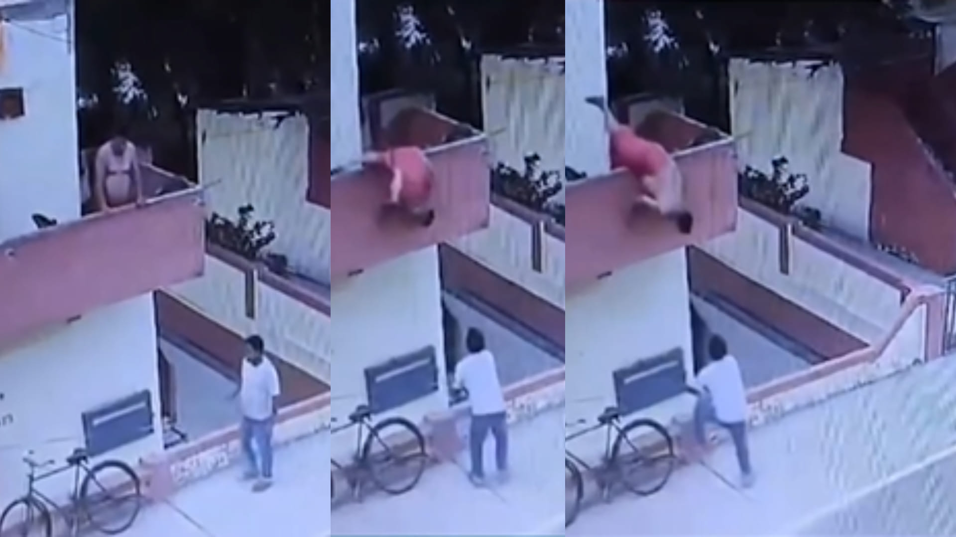Uttar pradesh sonbhadra renukoot man fall from balcony while taking ice cream cctv video goes viral