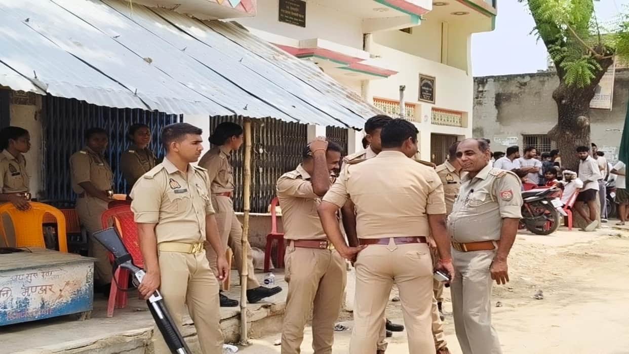 emple platform damaged after being hit by a DJ vehicle in a Muharram procession