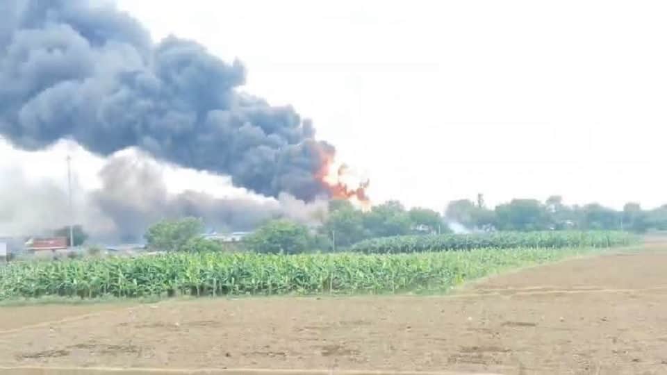Massive fire in a gas tanker at Kokhraj toll plaza