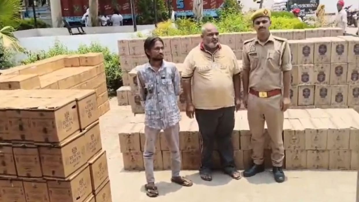 Two smugglers arrested with liquor worth ₹58 lakh hidden in secret cabin inside  truck in chandauli