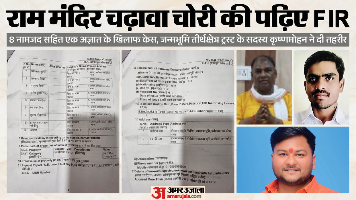 Find out what the FIR says: Eight accused in the Ram Mandir donation theft—who is the person listed as 'unknow