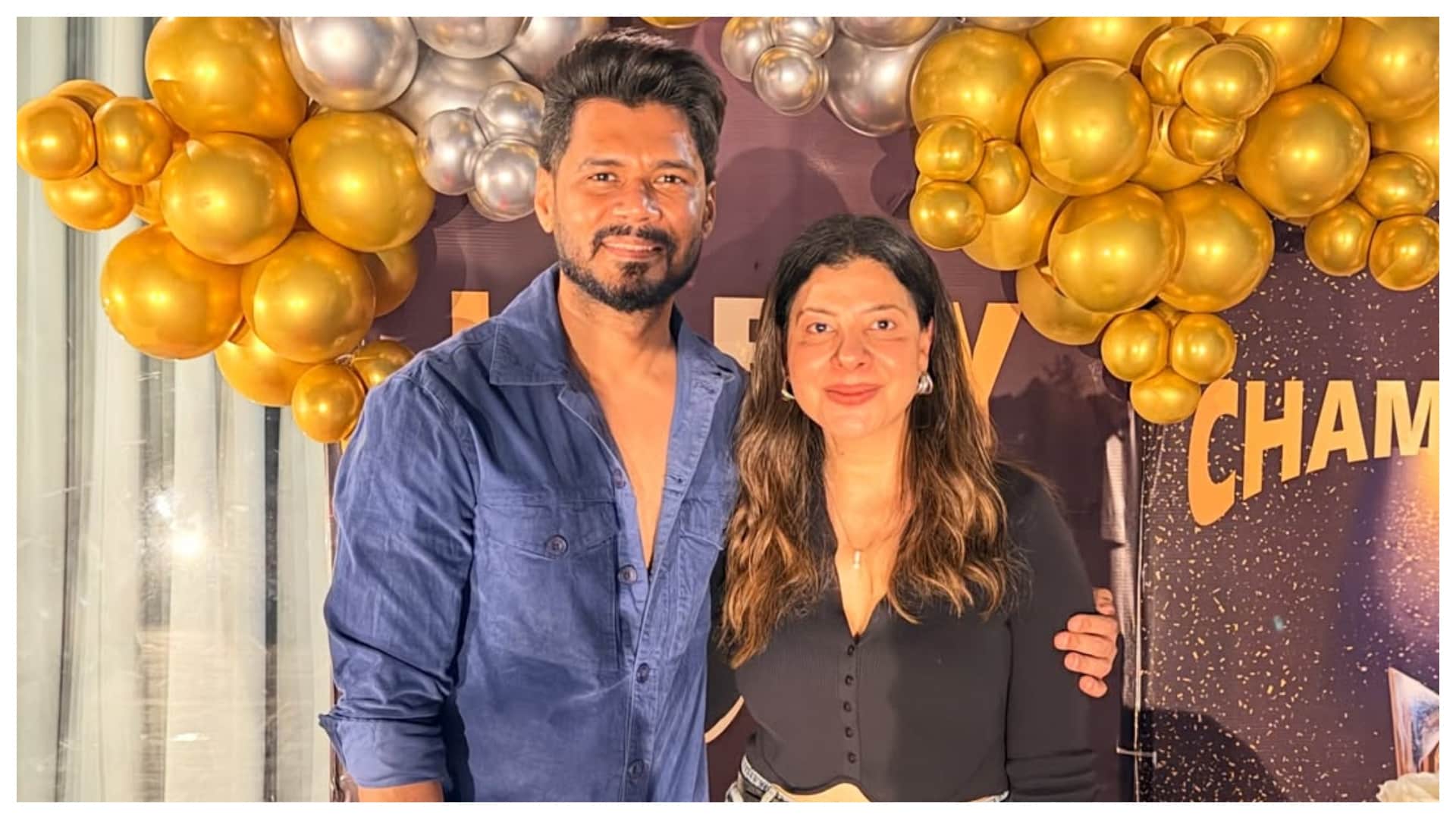 cricketer shivam dube birthday celebration with wife anjum khan sambhavna seth and avinash dwivedi See photos