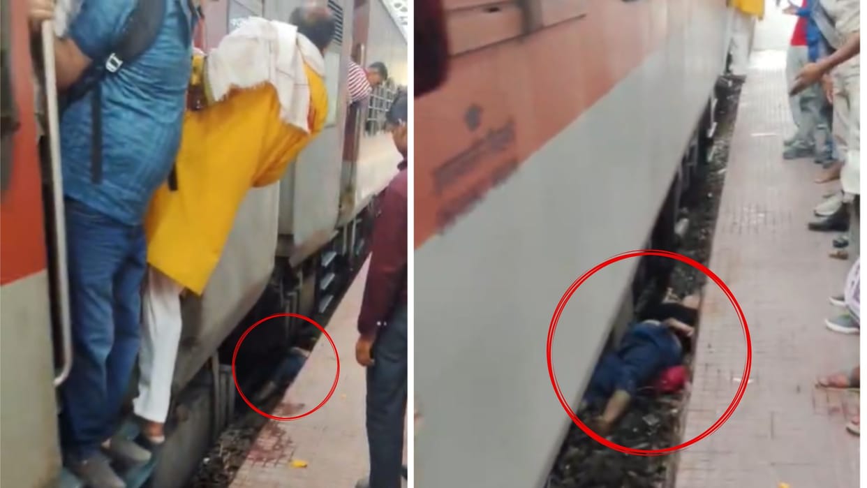 Woman falls while boarding moving train in Chandauli