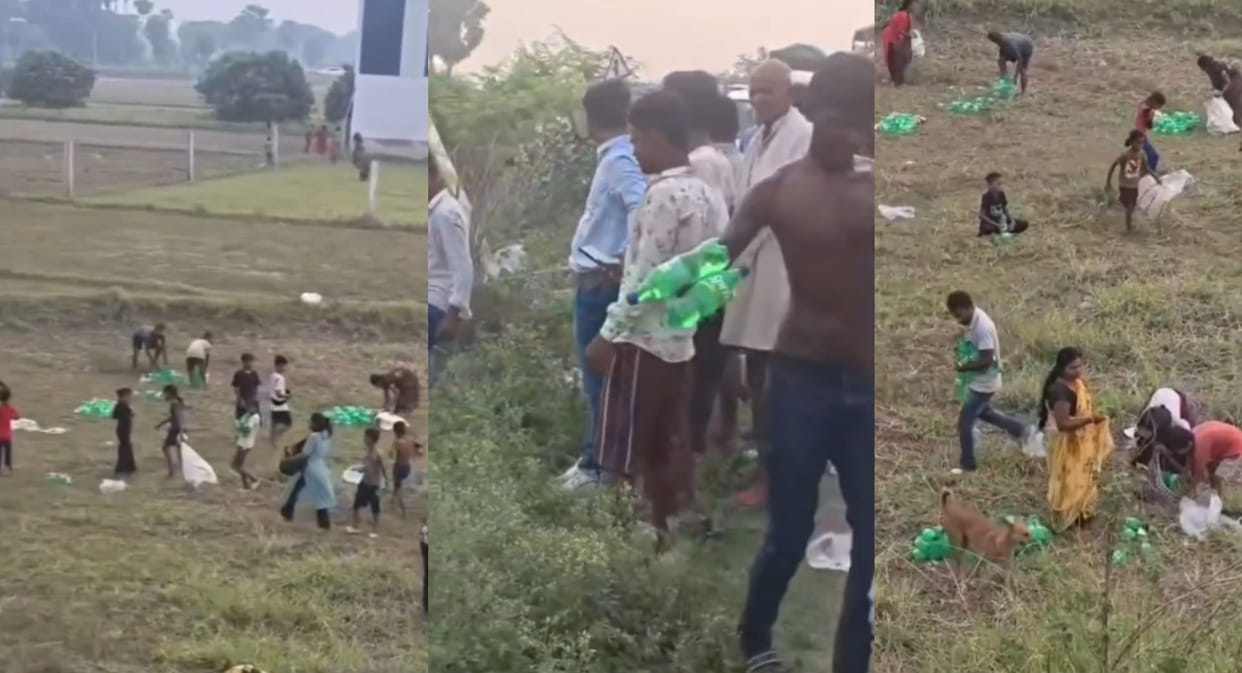 Bihar People Loot Soft Drink Bottles from Moving Truck Amid Sweltering Heatwave Video Viral