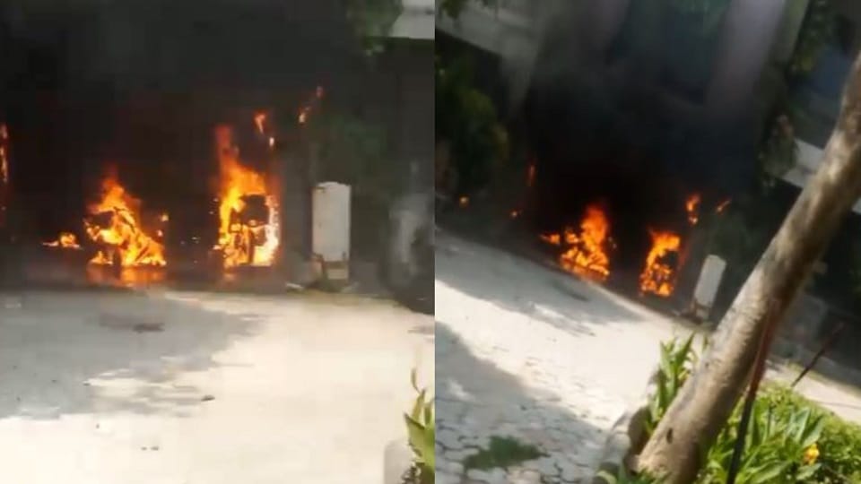 E scooter catches fire while charging in Agra