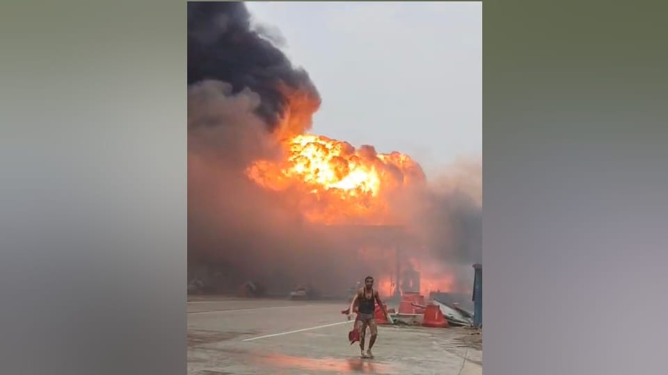 UP News Generator Spark Suspected Behind Toll Plaza Blaze After LPG Tanker Valve Broke Fire Triggered Gas Leak