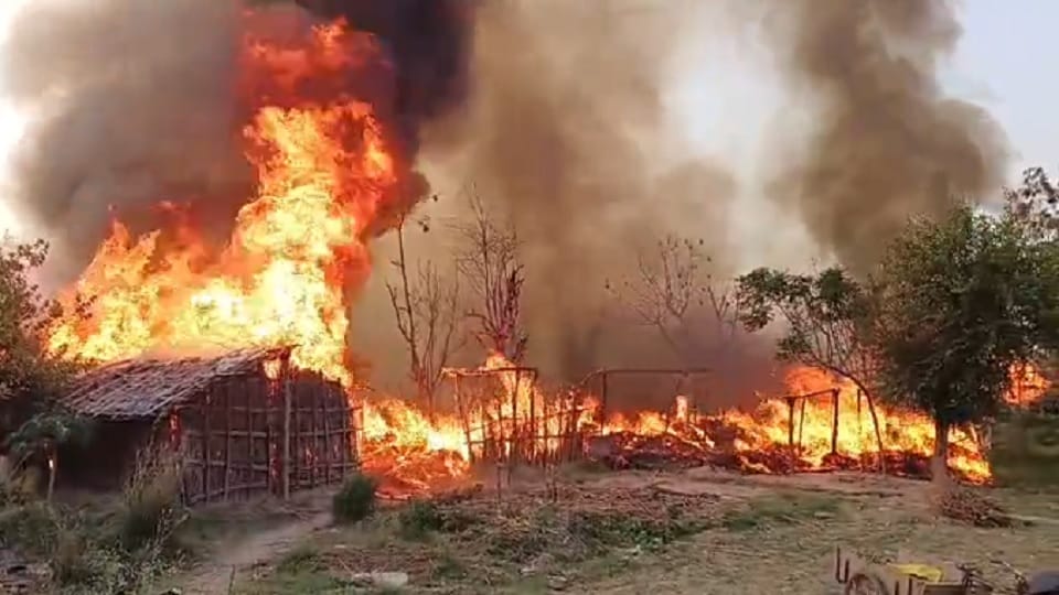 Fire breaks out again in migrant workers' shanties in Lal Singhi