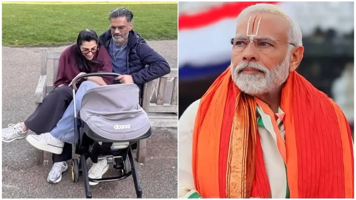 Suniel Shetty Reveals 15 Month Old Granddaughter Evaarah Morning ritual She Feeds Laddoo To PM Modi Photo
