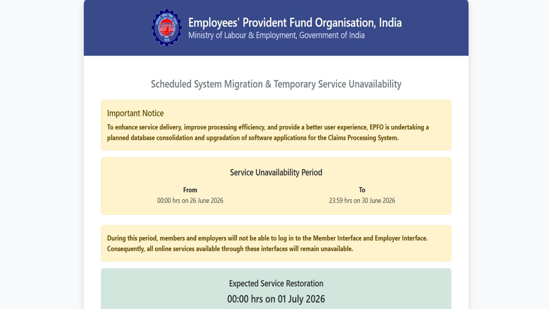 EPFO Portal shutdown for 4 days Will it be possible to withdraw PF money via UPI ATM starting 20 June