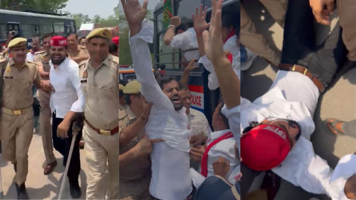 SP workers detained while heading to protest during CM Yogi visit to Greater Noida