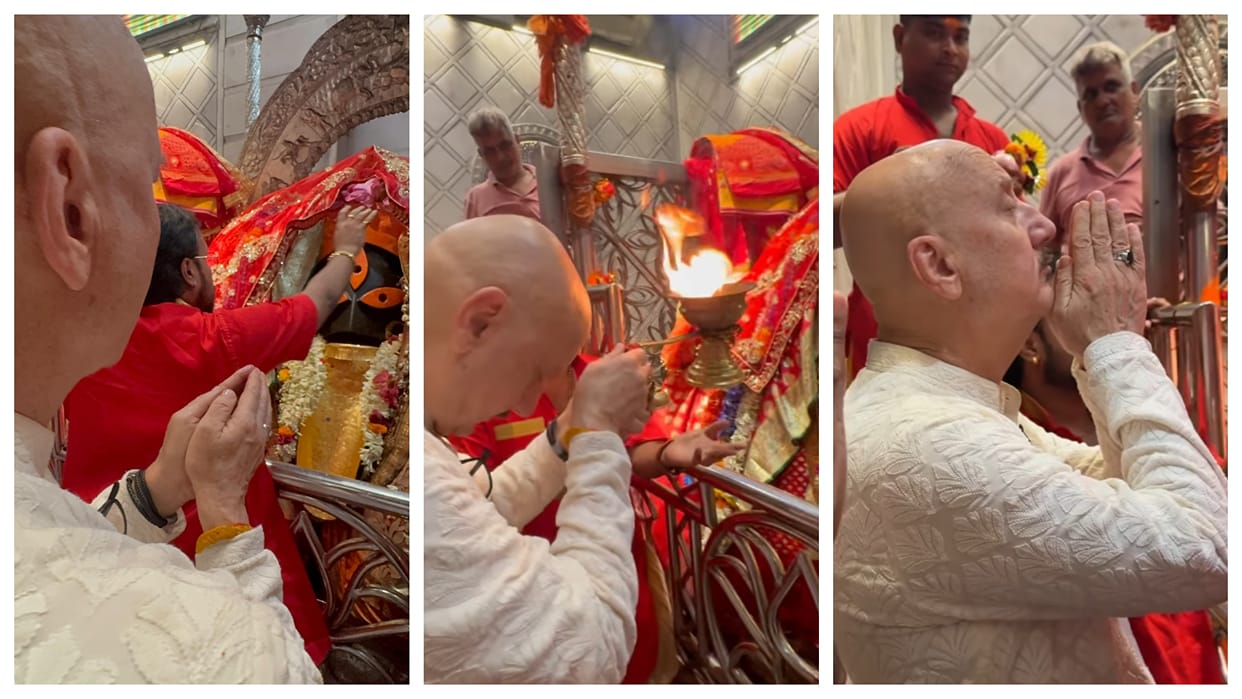 Anupam Kher worships Goddess Kali at Kalighat Kali Temple in Kolkata seeks blessings watch the viral video