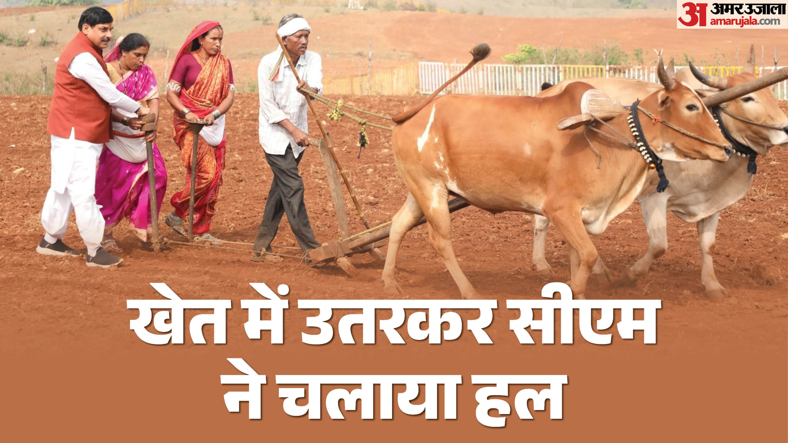 बैतूल में सीएम मोहन यादव ने खेत में उतरकर हल चलाया।
