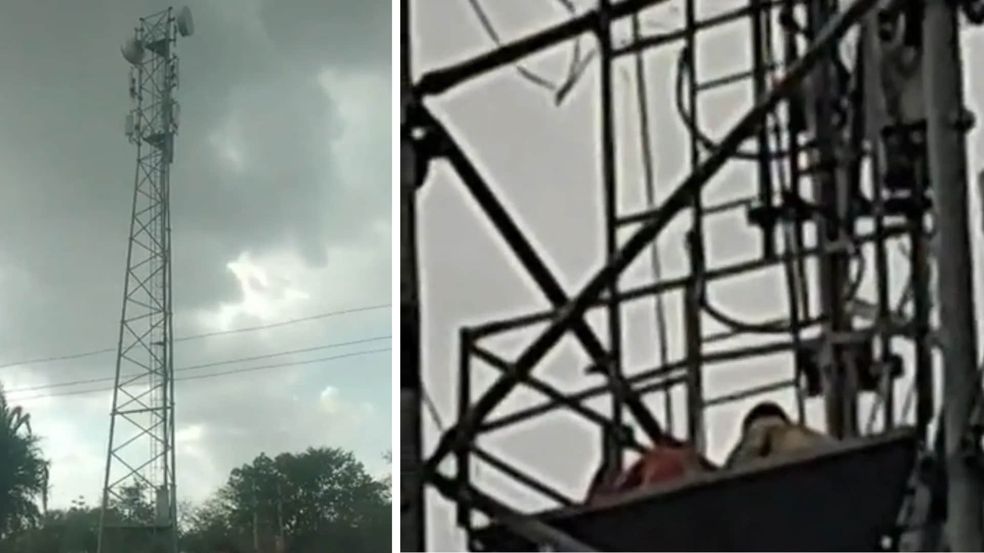 जमीन के सीमांकन से असंतुष्ट लोग चढ़े मोबाइल टावर पर