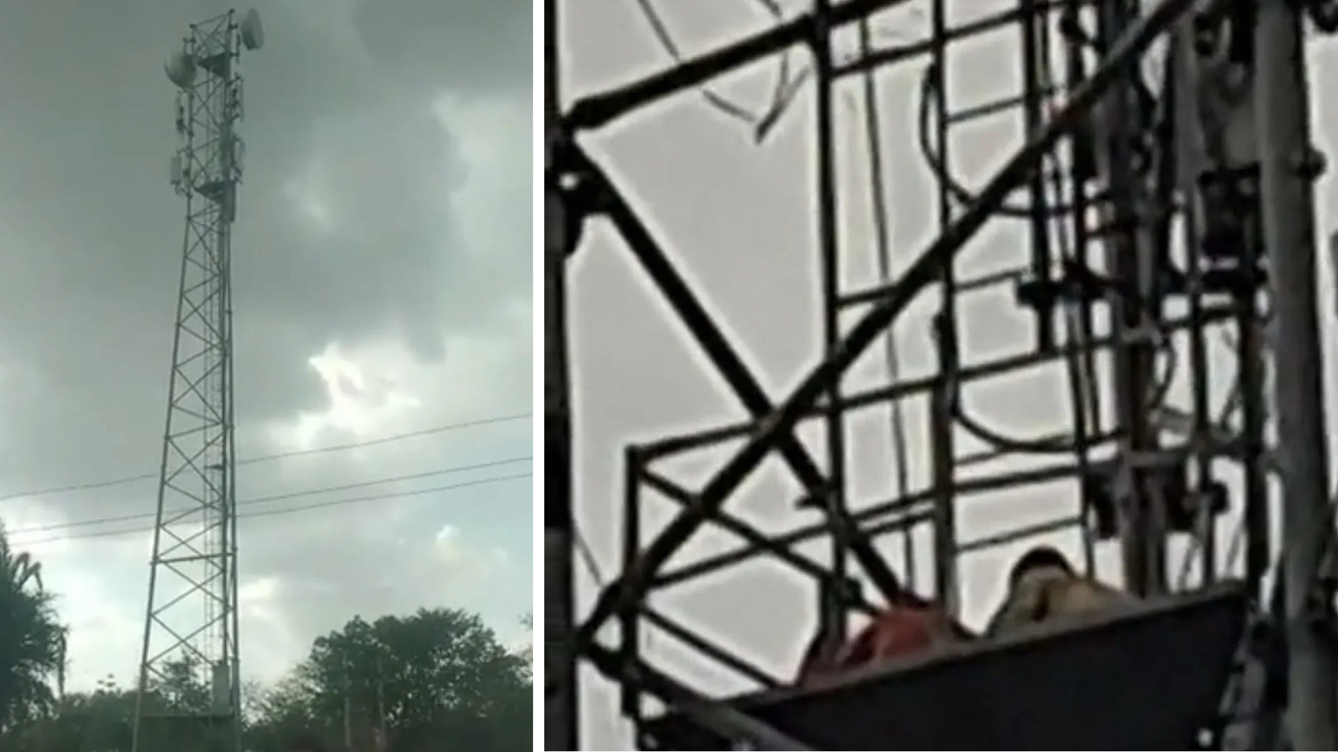 जमीन के सीमांकन से असंतुष्ट लोग चढ़े मोबाइल टावर पर