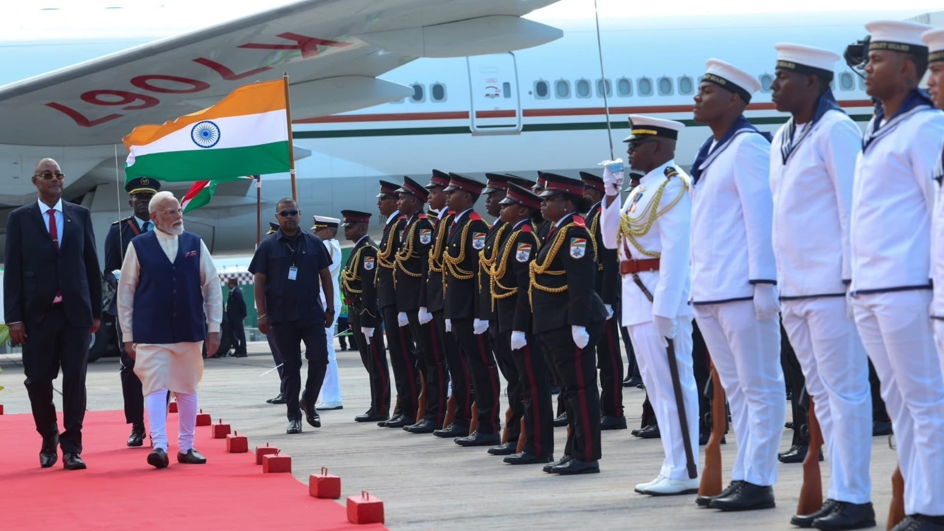 pm modi Seychelles visit Patrol Vessel Lespwar gift meets 194 year old tortoise Jonathan president herminie