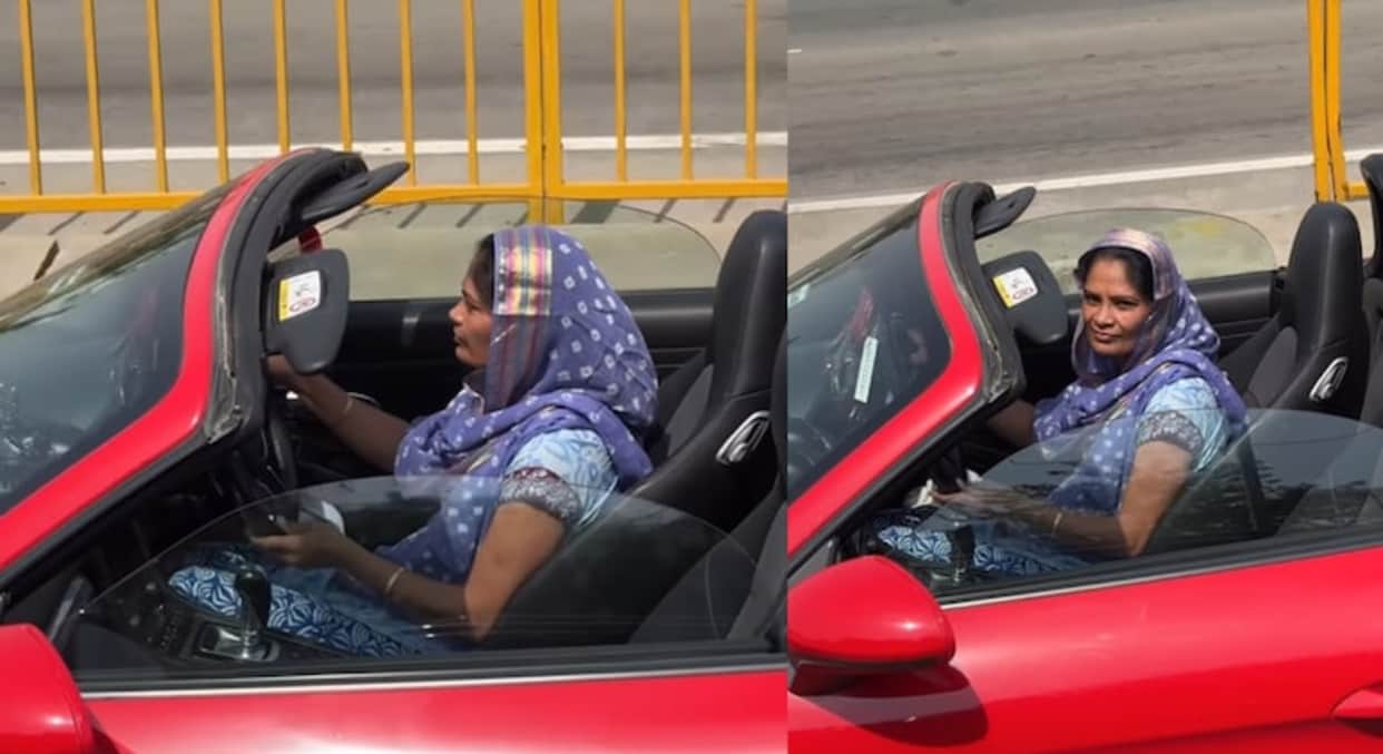 salwar kameez aunty driving Porsche car video goes viral on internet