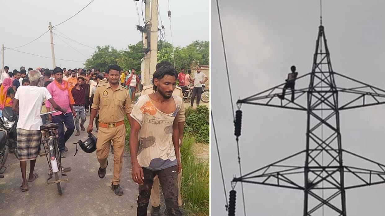 Man climbs 132kV high-tension tower adamant marrying his girlfriend high-voltage drama unfolds for an hour