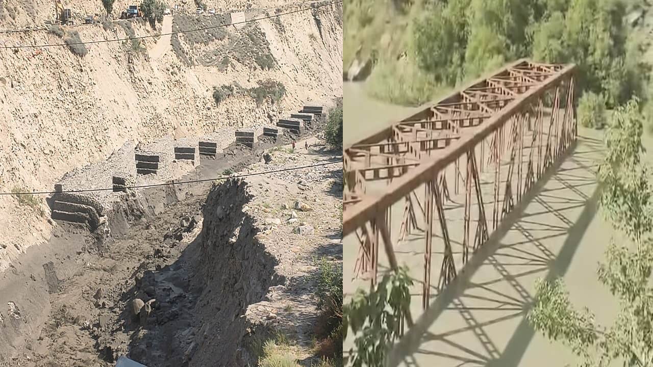 लाहौल के जाहलमा नाले में बाढ़।