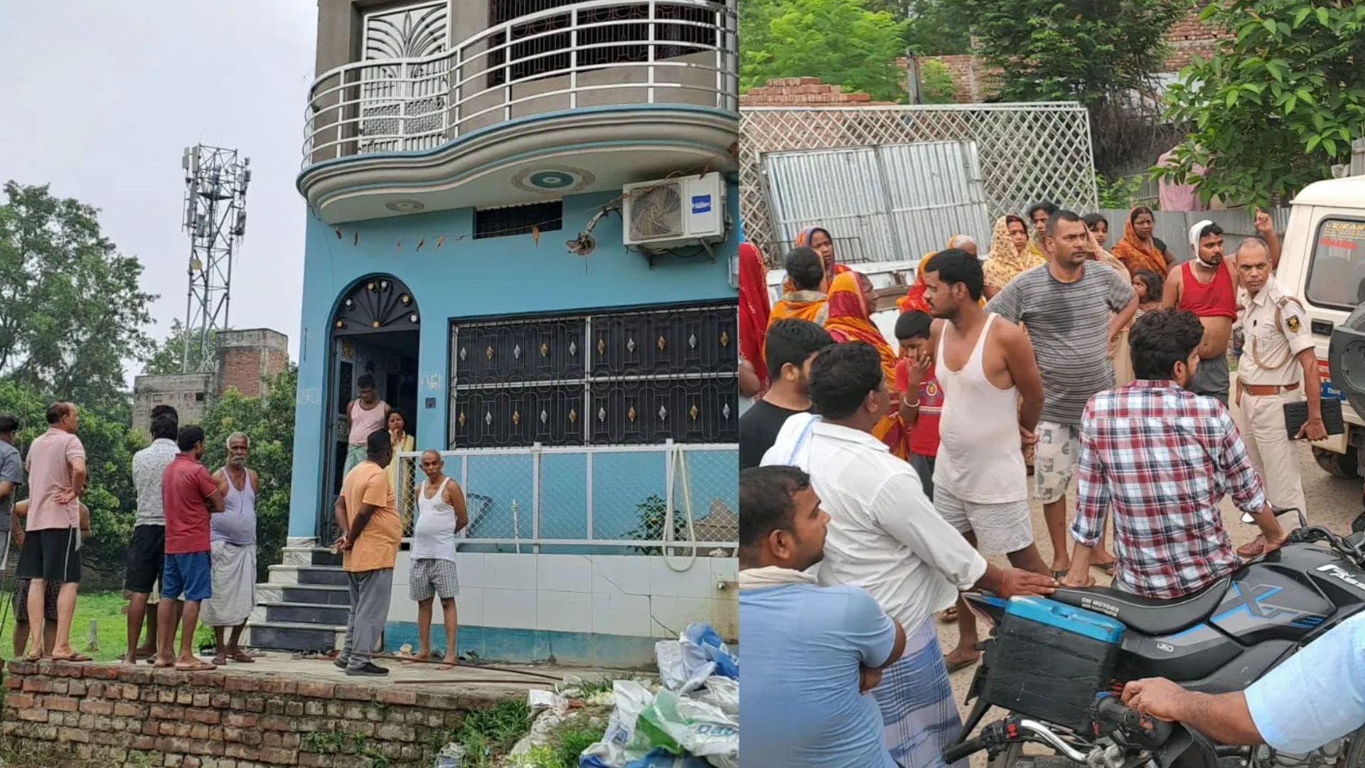 डॉक्टर का घर व पूछचाछ करती हुई पुलिस