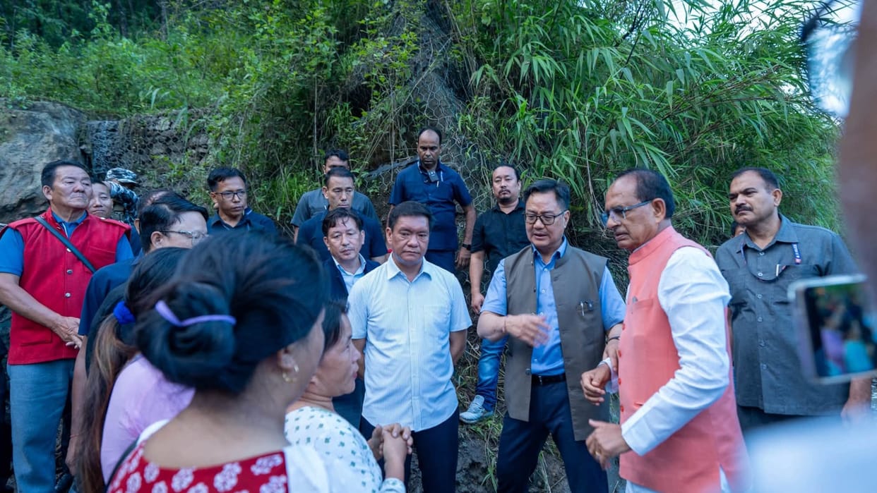 Shivraj and Kiren Rijiju arrive in flood-hit Arunachal; take stock of situation with CM Pema Khandu