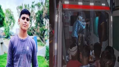 मृतक भूपेंद्र यादव, घायलों को एंबुलेंस से ले जाते हुए