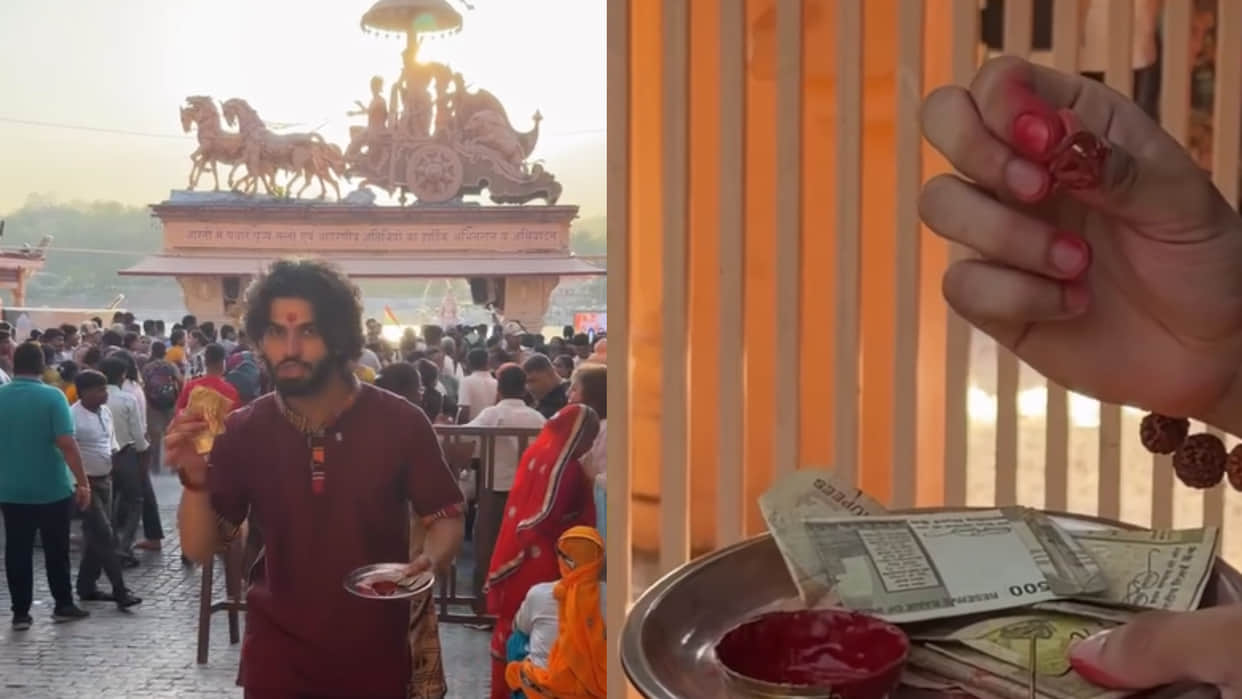 Rishikesh man applying tilak at people forehead earning this much a month viral video